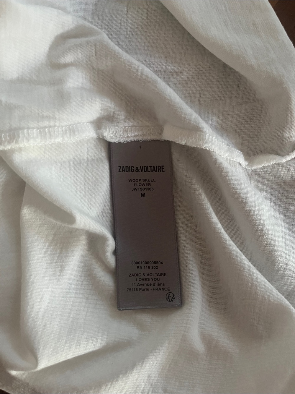 Zadig & Voltaire Woop Skull ivory t shirt Medium - Picture 4 of 4